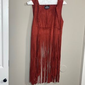 Red/Rust Fringe Vest Angie Size Small